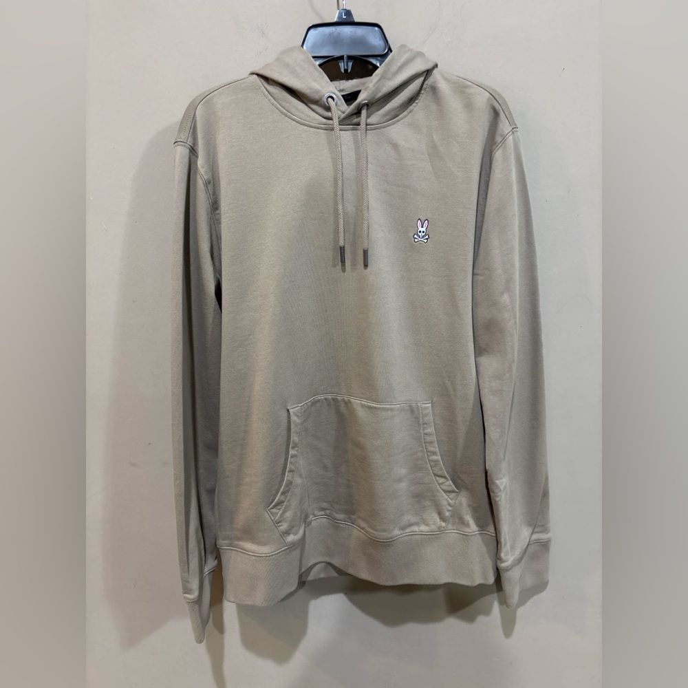 Psycho Bunny Hoodie Mens XL Beige Pullover 4000 Stitches Infinite Character